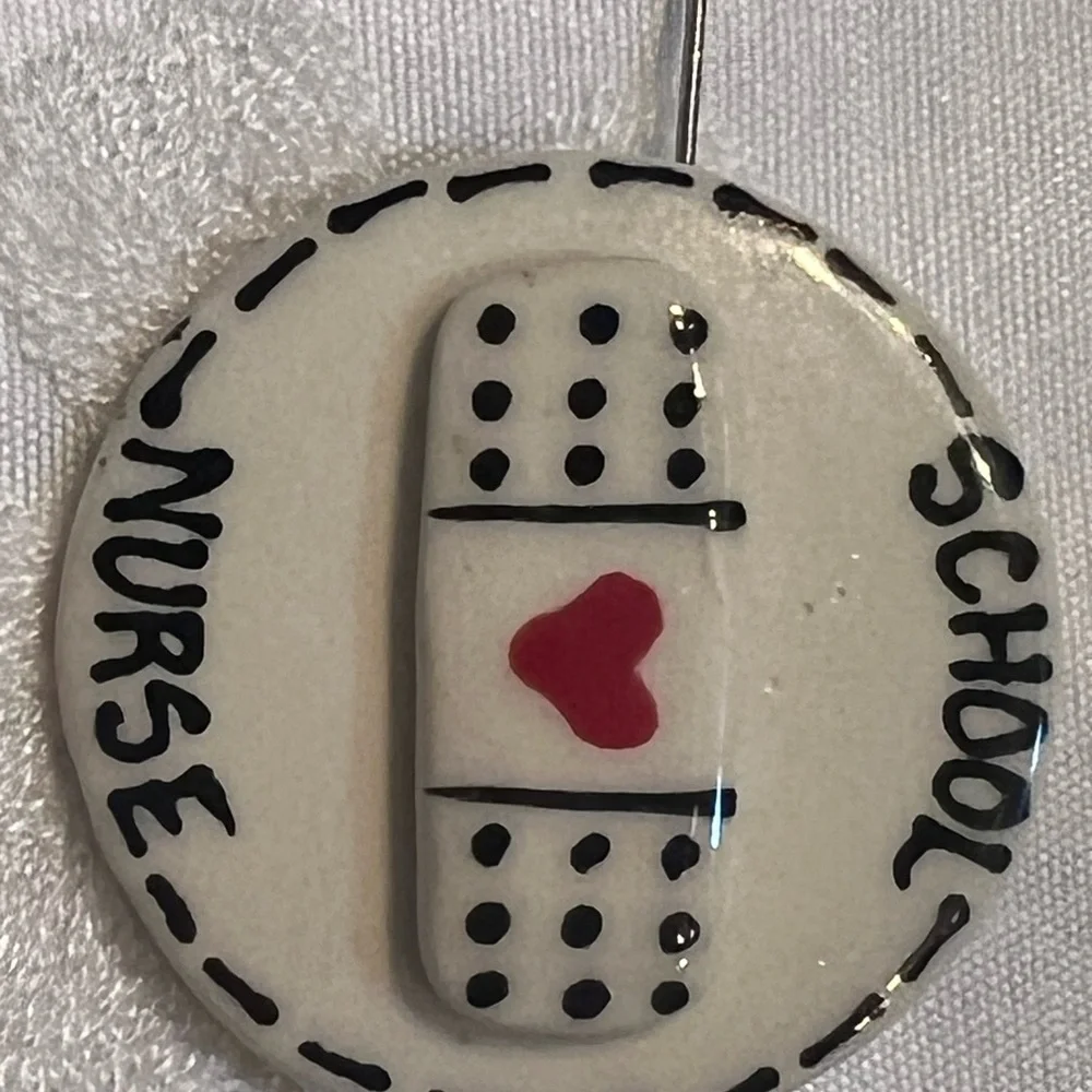 Vintage Ceramic School Nurse pin